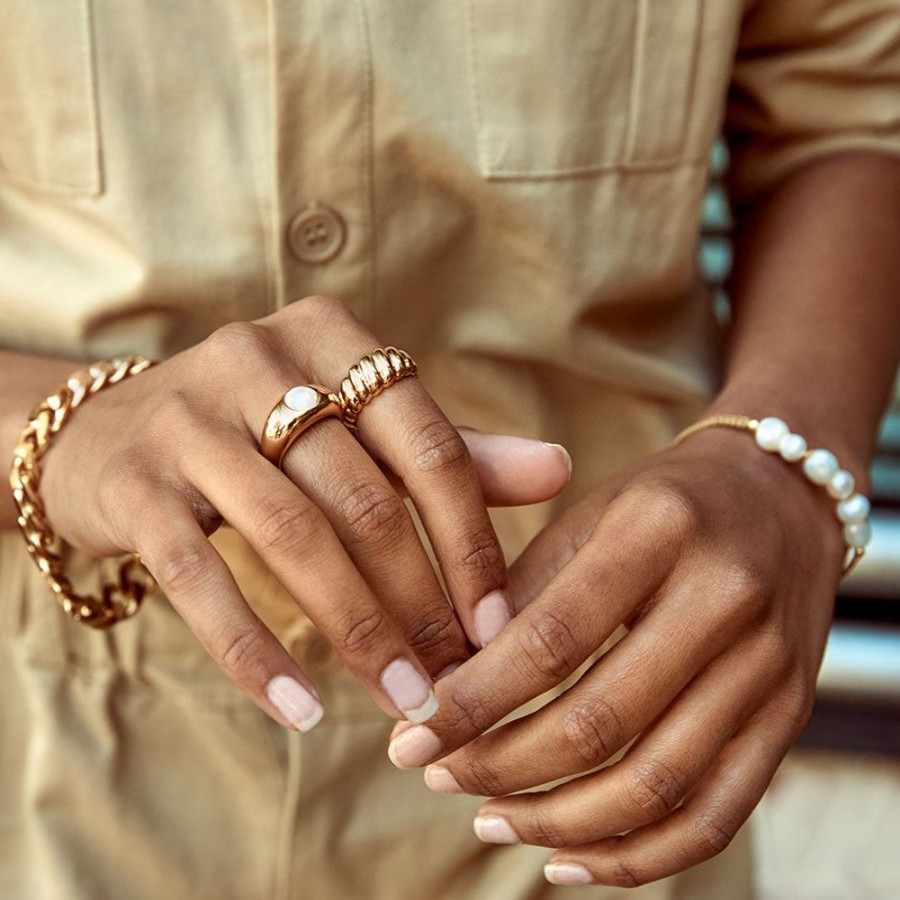 Jewelry FAIRLEY Crystal | Crystal Pearl Dome Ring