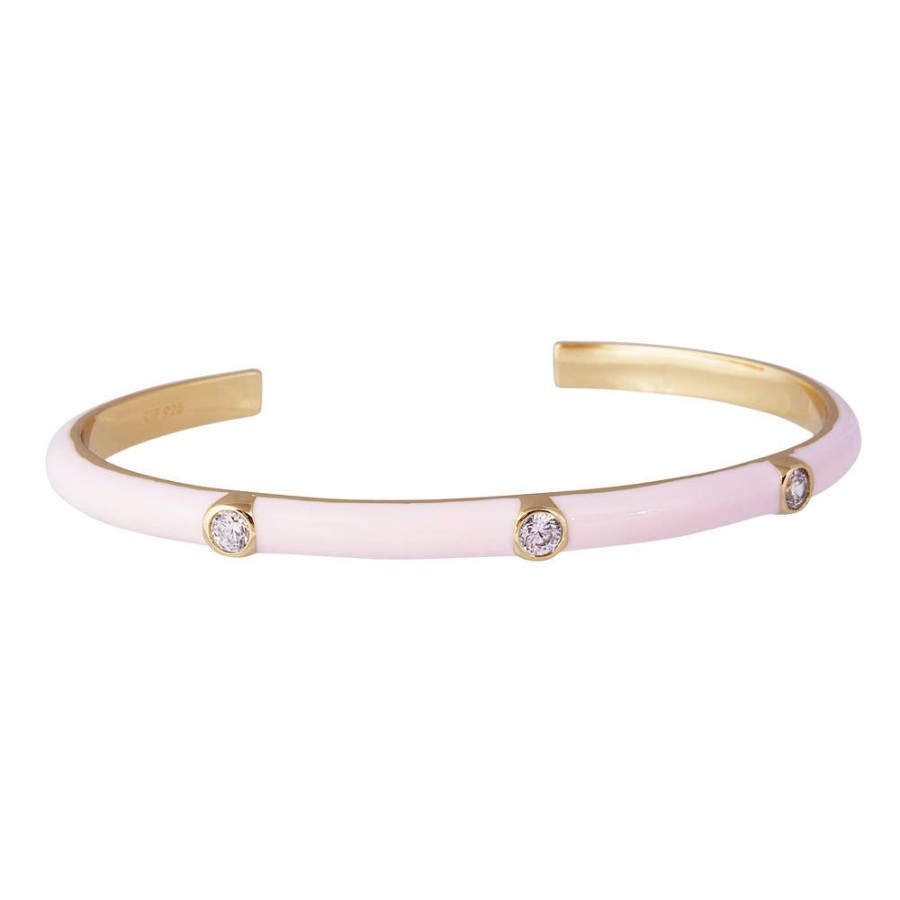 Jewelry FAIRLEY Crystal | Pink Flamingo Enamel Cuff