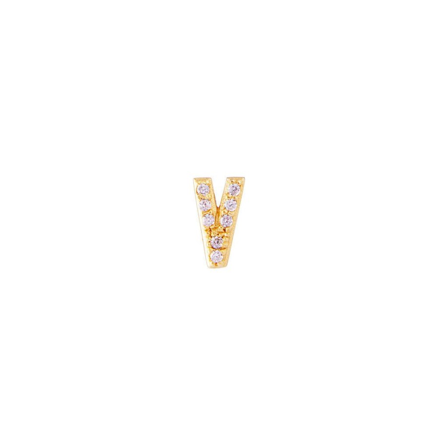 Jewelry FAIRLEY Crystal | Letter Pave Stud-V