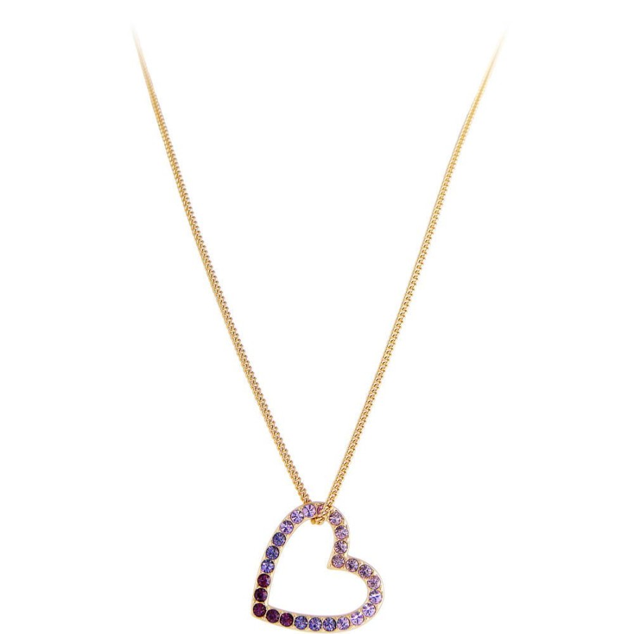 Jewelry FAIRLEY Crystal | Lilac Ombre Heart Necklace