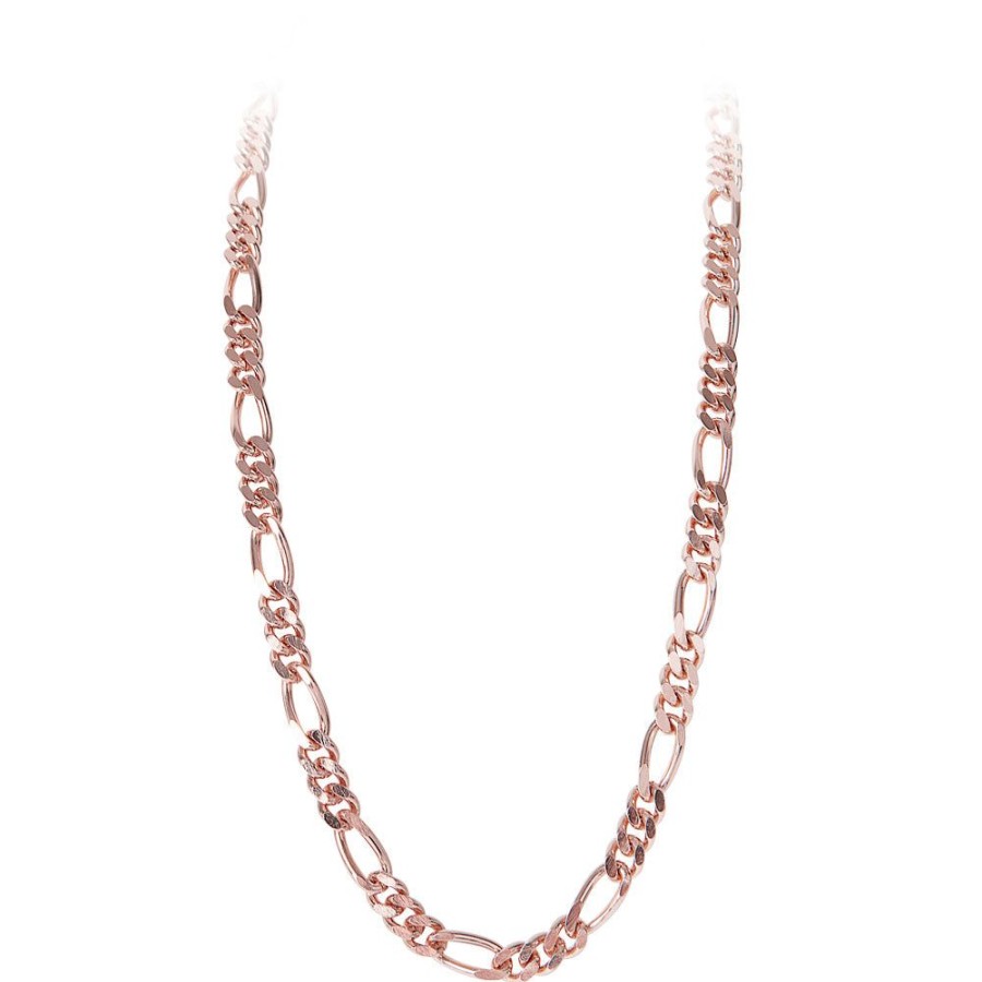 Jewelry FAIRLEY Silver & Gold | Rose Gold Figaro Chain Necklace