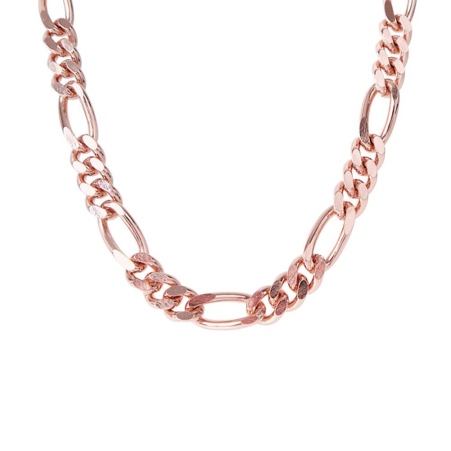 Jewelry FAIRLEY Silver & Gold | Rose Gold Figaro Chain Necklace