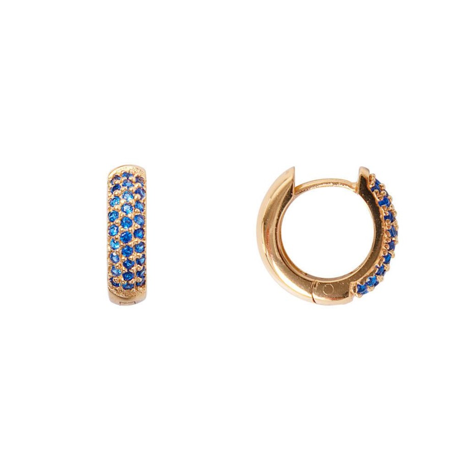 Jewelry FAIRLEY Huggies | Blue Crystal Pave Huggies